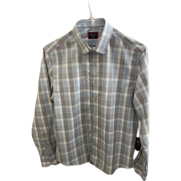 UNTUCKit Mens Shirt Medium COLLINS WF Button Up BLUE GRAY Plaid Long Sleeve - Picture 2 of 10